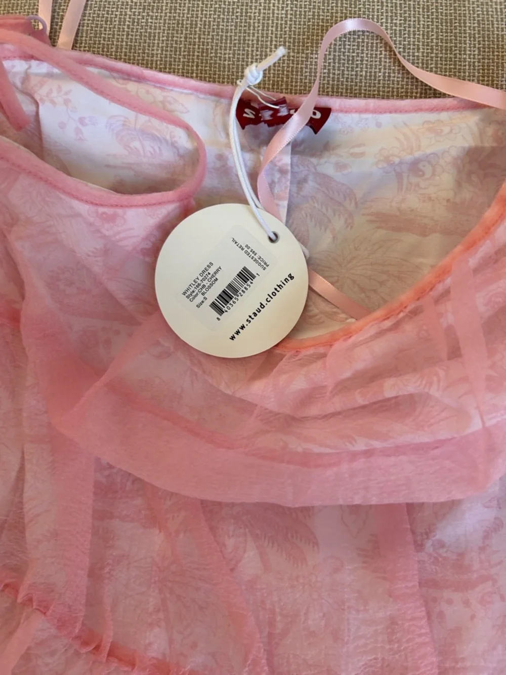 STAUD Pink Strapless Tiered Tulle Maxi Dress - Picture 7 of 13